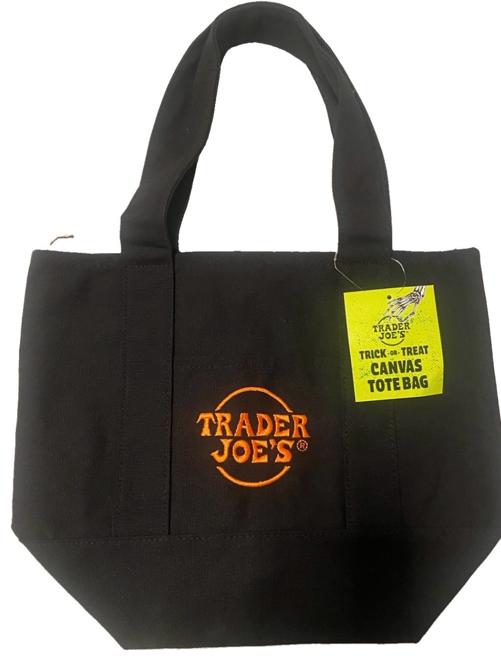 Trader Joe's Black Mini Canvas Tote Bag BNWT